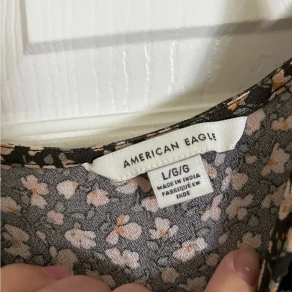 American Eagle Outfitters Black and Cream Floral Mini Dress - Picture 2 of 3